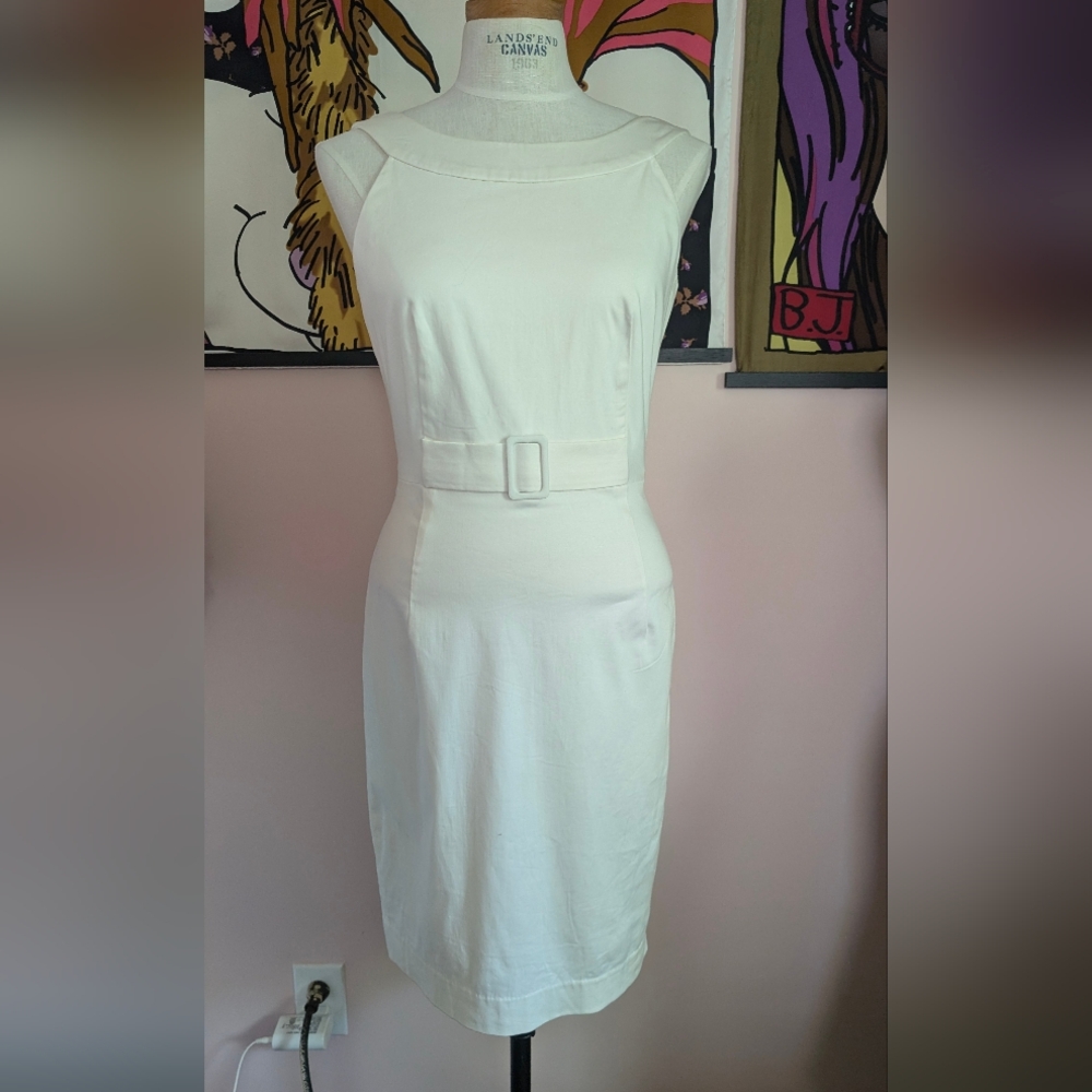 Calvin Klein White Midi Dress with Belt